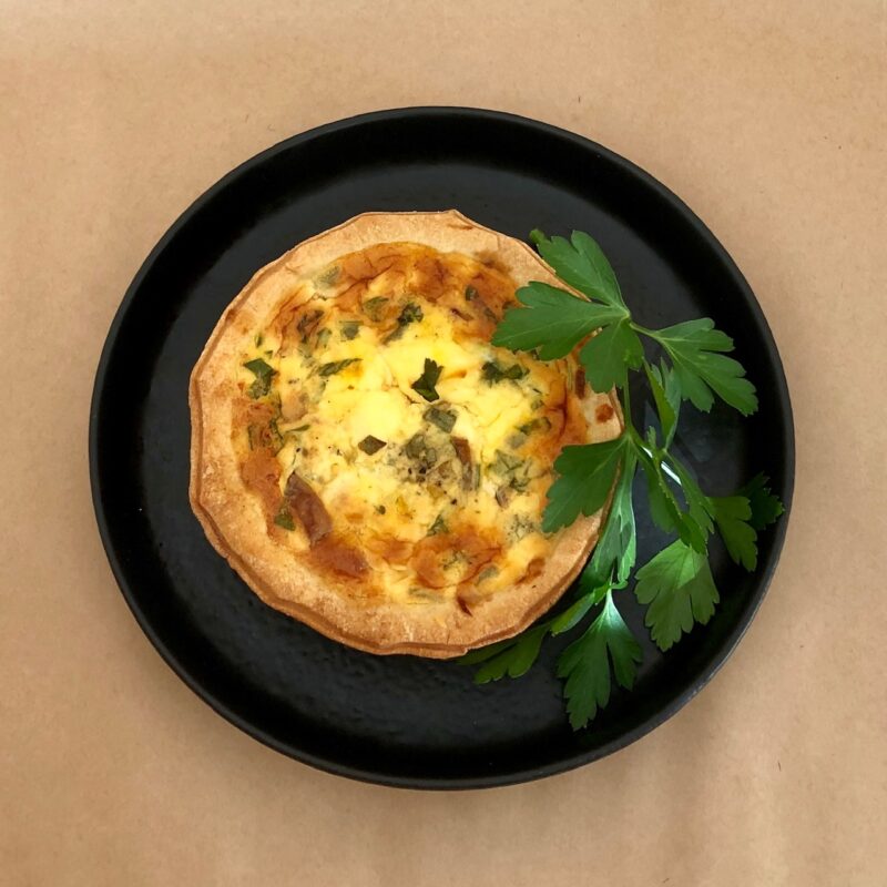 Garlic butter mushroom, spinach and goats cheese tart Mulberrys Deli